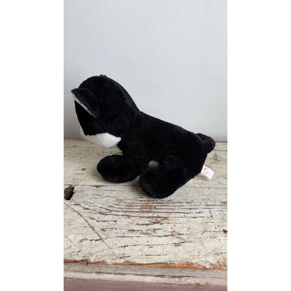 Ty Beanie Boos Ava Black White Cat Plush Large Green Glitter Eyes 10" - Picture 4 of 7